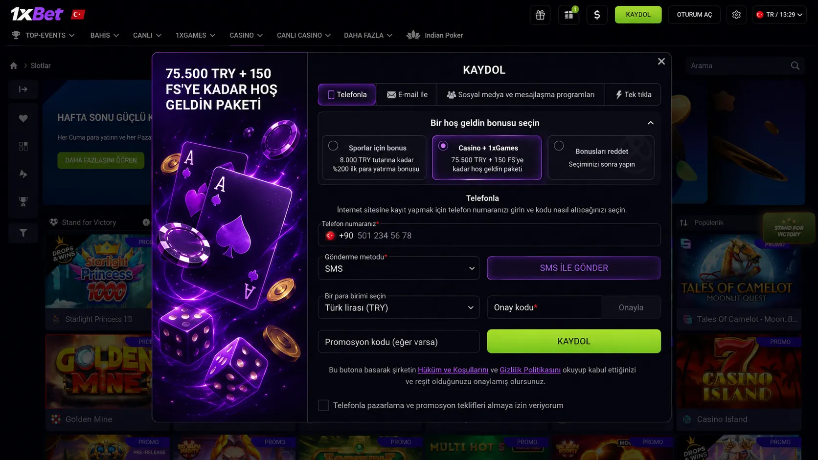 1xBet giriş seçenekleri nelerdir